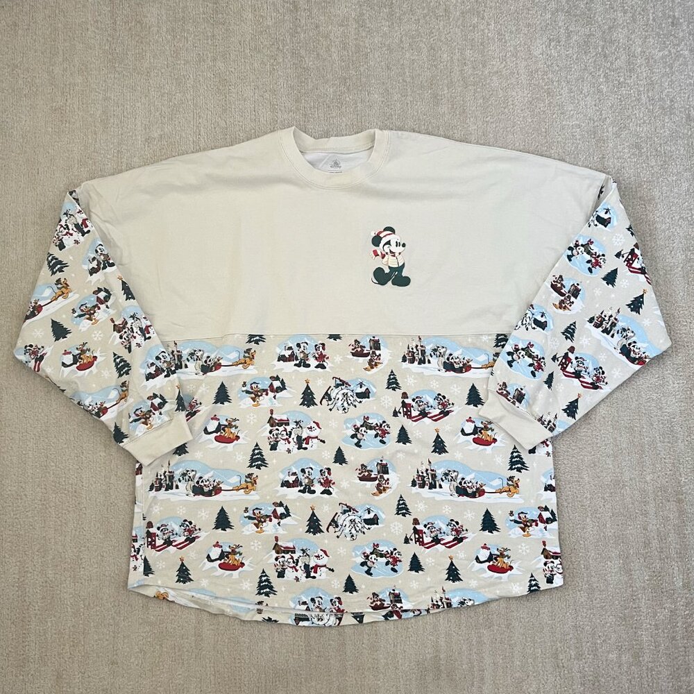 Disney Spirit Jersey Disneyland Christmas Holiday Long Sleeve Cotton Top XXL
